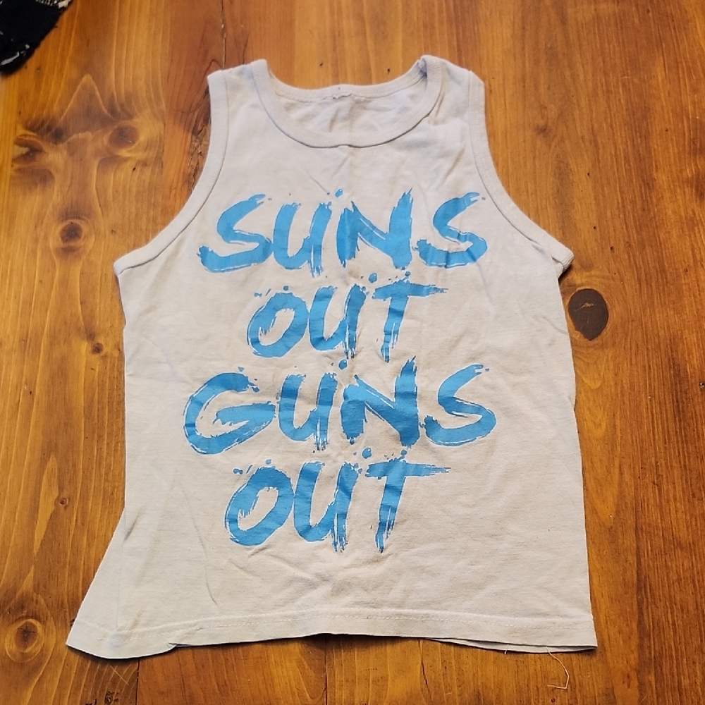 Kids Sleeveless Shirt - white with Blue Print
